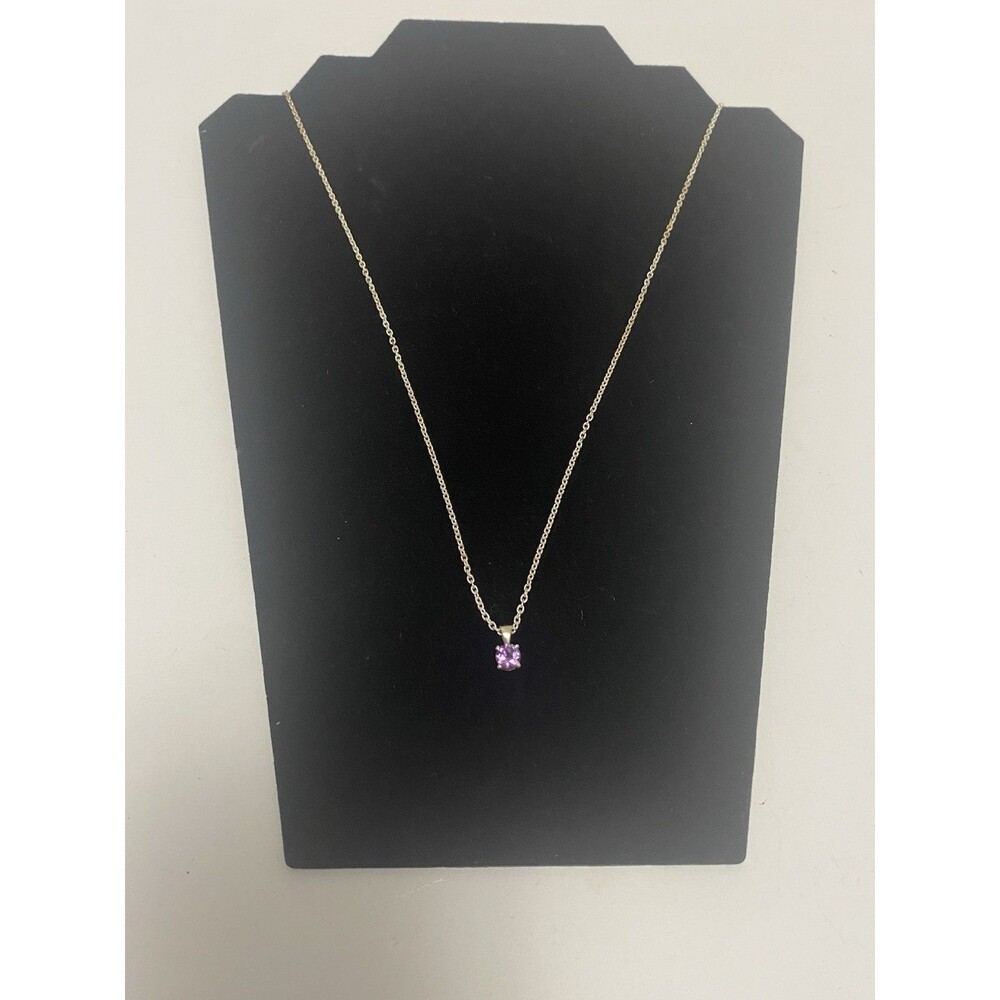 925 Sterling Silver & Amethyst Pendant W/ Sterling 24” Necklace Signed